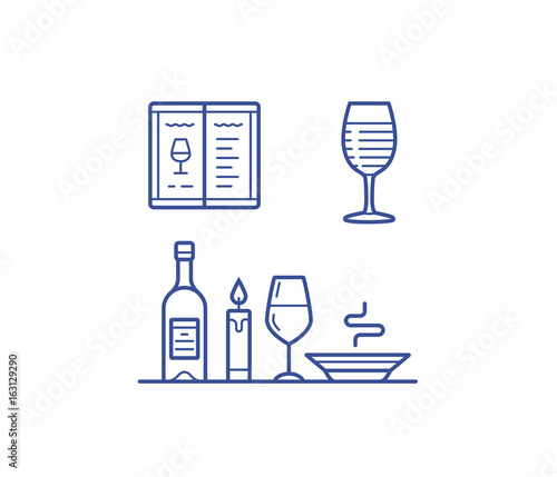 Wine illustration and icon set. Testing drinking vector