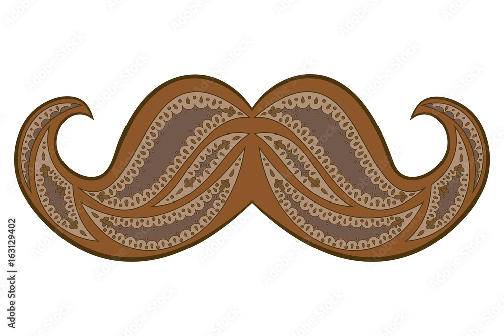 Obraz premium Zen tangle mustache. Zentangle brown whisker.