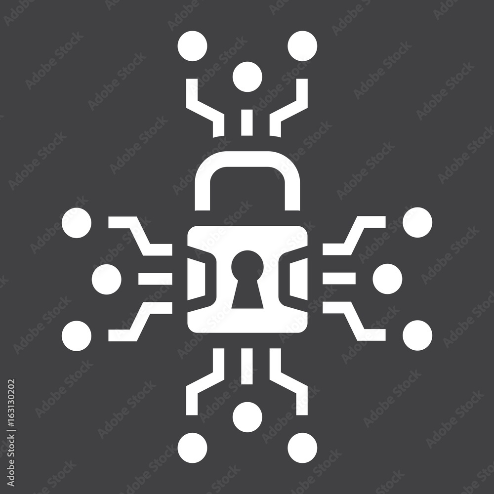 Cyber security solid icon, padlock and security Cyber security solid icon, padlock and security