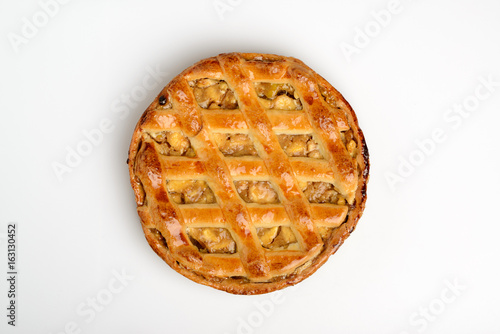 Whole apple pie, top view