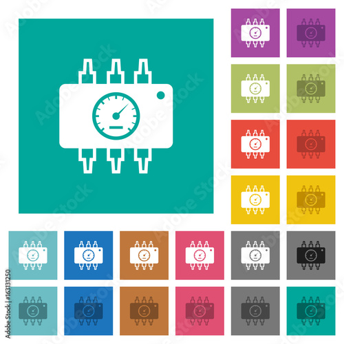 Hardware diagnostics square flat multi colored icons