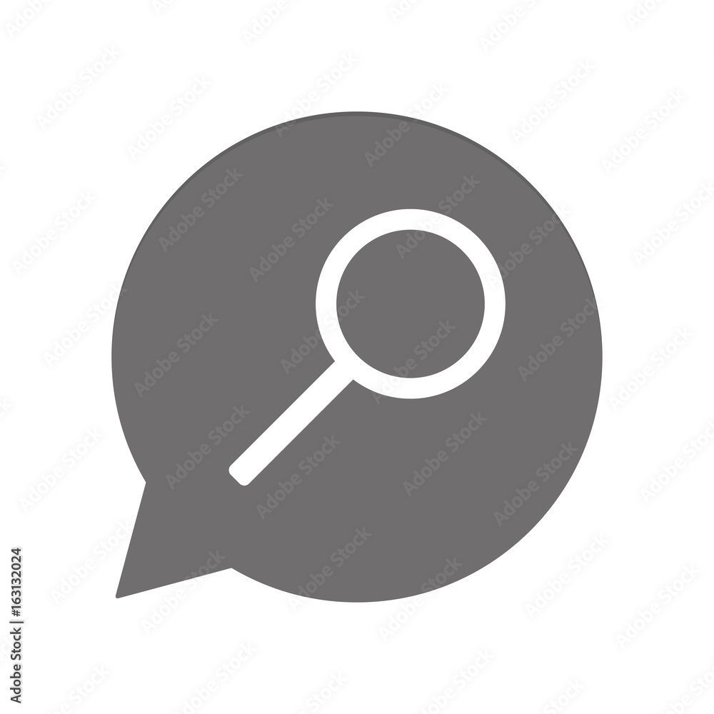 Graue Sprechblase rund - Lupe Suche Graue Sprechblase rund - Lupe Suche