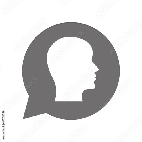 Graue Sprechblase rund - Kopf Profil