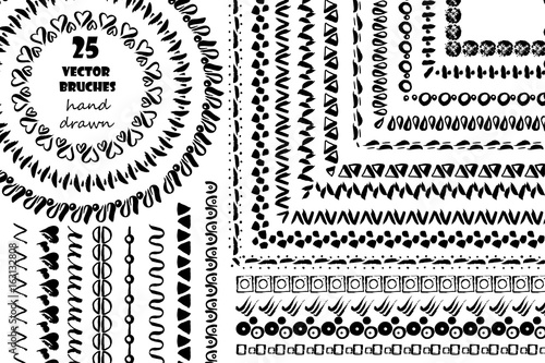 25 Hand drawn ink textured ultimate brushes.