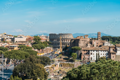 Aerial view of the Colosseum, Rome , Italy