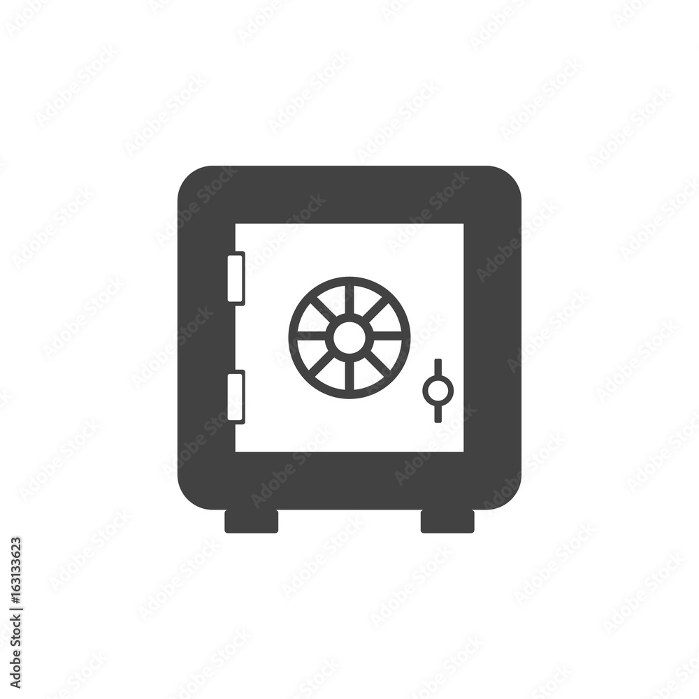 Closed classical bank safe. Flat style icon. Vector illustration Closed classical bank safe. Flat style icon. Vector illustration