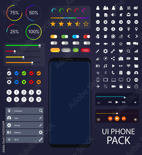 UI Moblie Phone Collection | User Interface Pack Vector Elements Mock-up