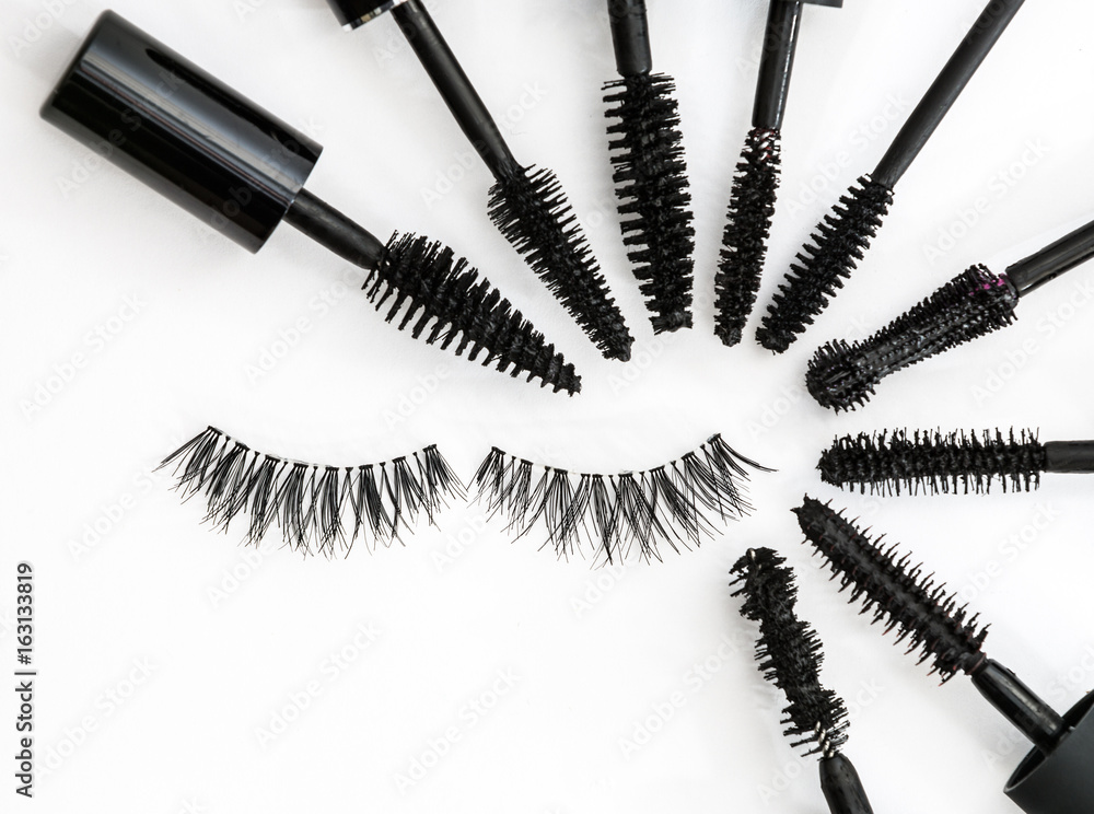 collection of a mascara brushes on white background. each one is shot separately collection of a mascara brushes on white background. each one is shot separately