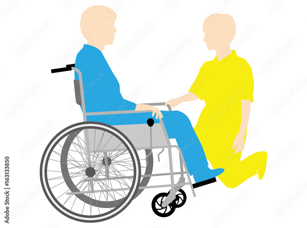 車いすで談笑風景