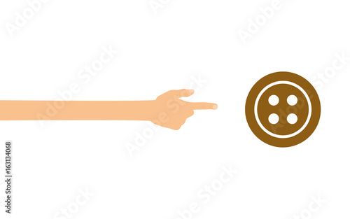 Hand zeigt auf - Knopf