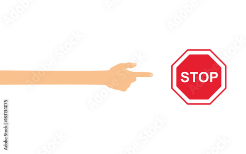 Hand zeigt auf - Stoppschild