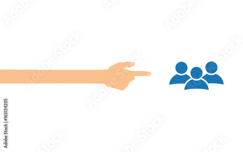 Hand zeigt auf - Gruppe von Personen - Teamwork