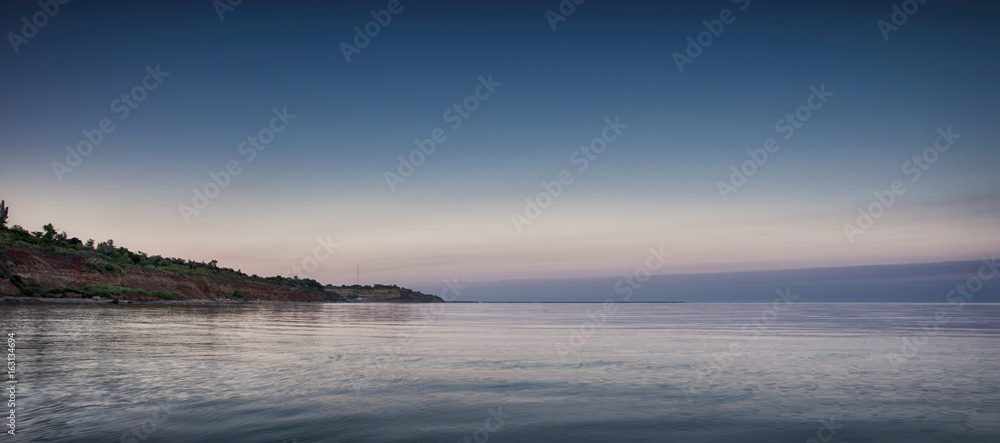 Fototapeta premium Night sea coast in Chabanka Odesa Ukraine