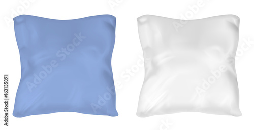 White and blue square pillow. Vector mock up