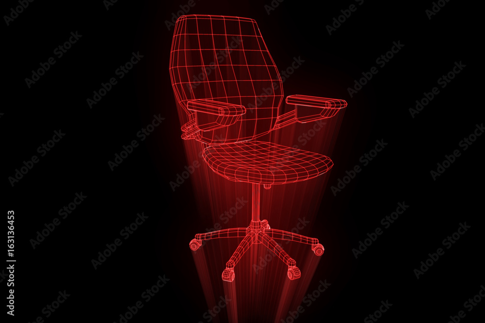 Office Chair in Hologram Wireframe Style. Nice 3D Rendering
Office Chair in Hologram Wireframe Style. Nice 3D Rendering