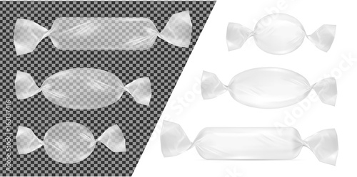 White blank plastic or paper washing powder packaging. Sachet for bread, coffee, sweets, cookies and gift.