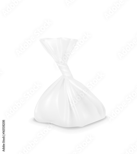 White plastic bag. Packaging for bread, coffee, sweets, cookies and gift