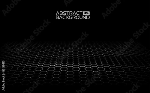 Black hexagonal background. Vector illustration. Dark Background Vector. Honeycomb, Hexagon, black color.