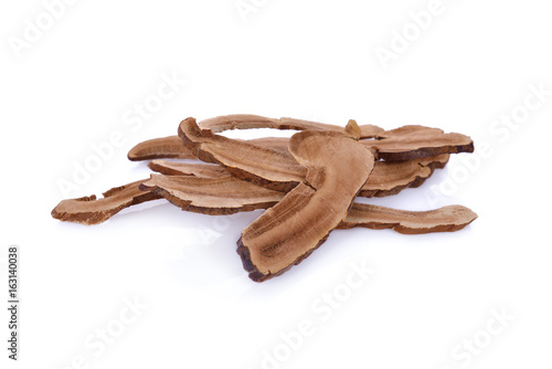 dried lingzhi mushroom (Chinese traditional medicine) on white background