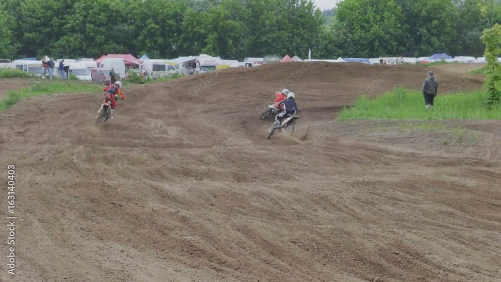 Motorcyclist at the European Championship in motocross in Russia. FHD stock footage slow motion. Motorcyclist at the European Championship in motocross in Russia. FHD stock footage slow motion.