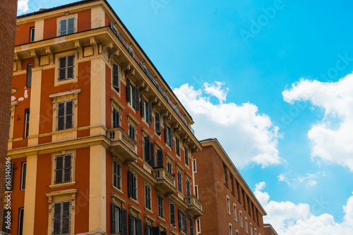 red facaded houses at rome, italy