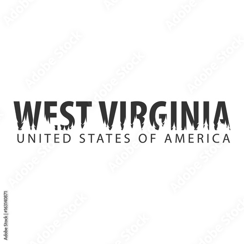 West Virginia. USA. United States of America. Text or labels with silhouette of forest. photo
