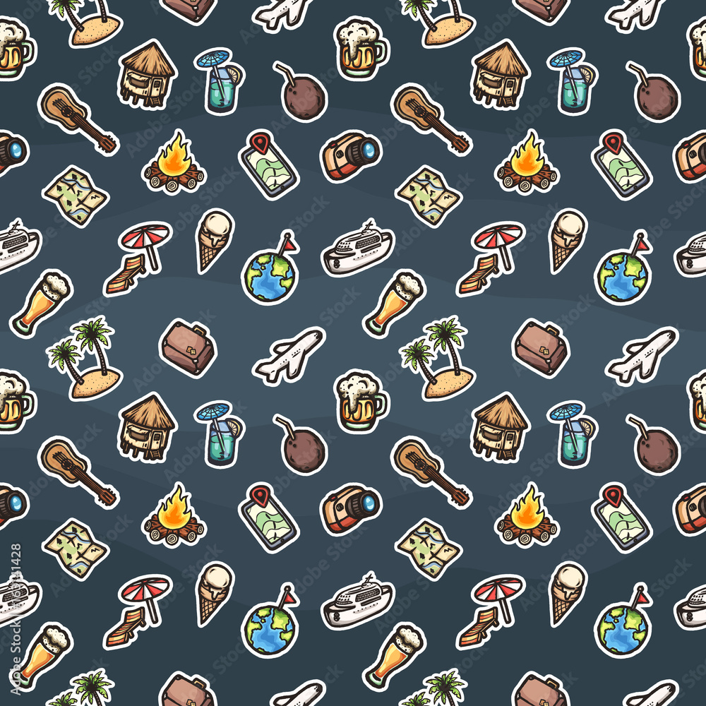 Naklejka premium Vacation vector seamless pattern.