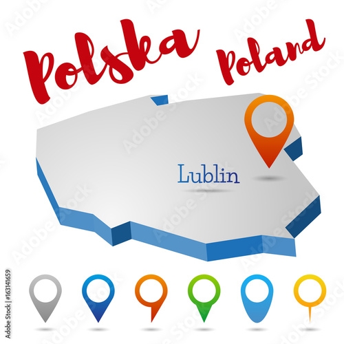 Poland outline map, Lublin, vector illustration
