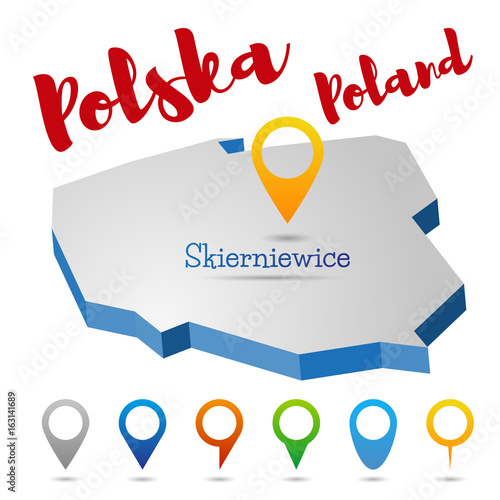 Poland outline map, Skierniewice, vector illustration

