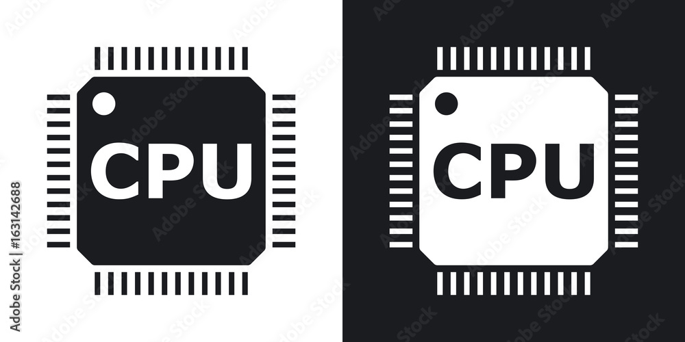 Vector CPU icon. Two-tone version on black and white background Stock  Vector | Adobe Stock