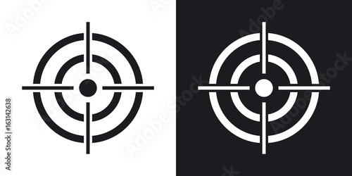 Vector target icon. Two-tone version on black and white background