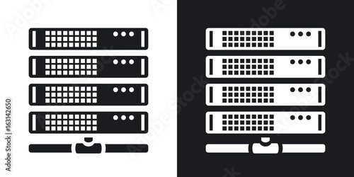 Vector server icon. Two-tone version on black and white background