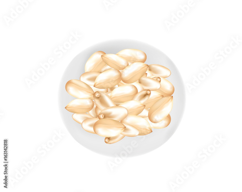 Skined peanuts on a plate