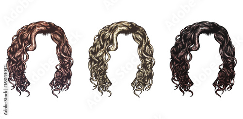 Set of isolated vector hairstyles