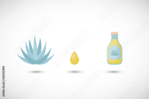 Blue agave syrup vector flat icons set
