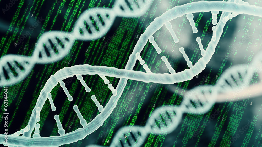Biotechnology bioinformatics concept of DNA and protein letter ...