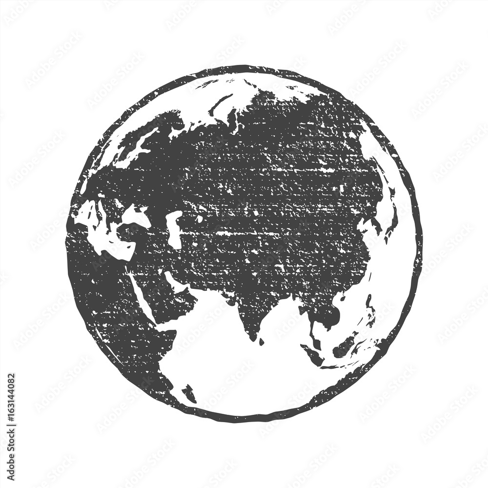 Grunge texture gray world map globe transparent vector illustration ...