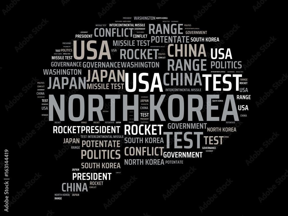 NORTH KOREA - image with words associated with the topic NORTH KOREA, word, image, illustration