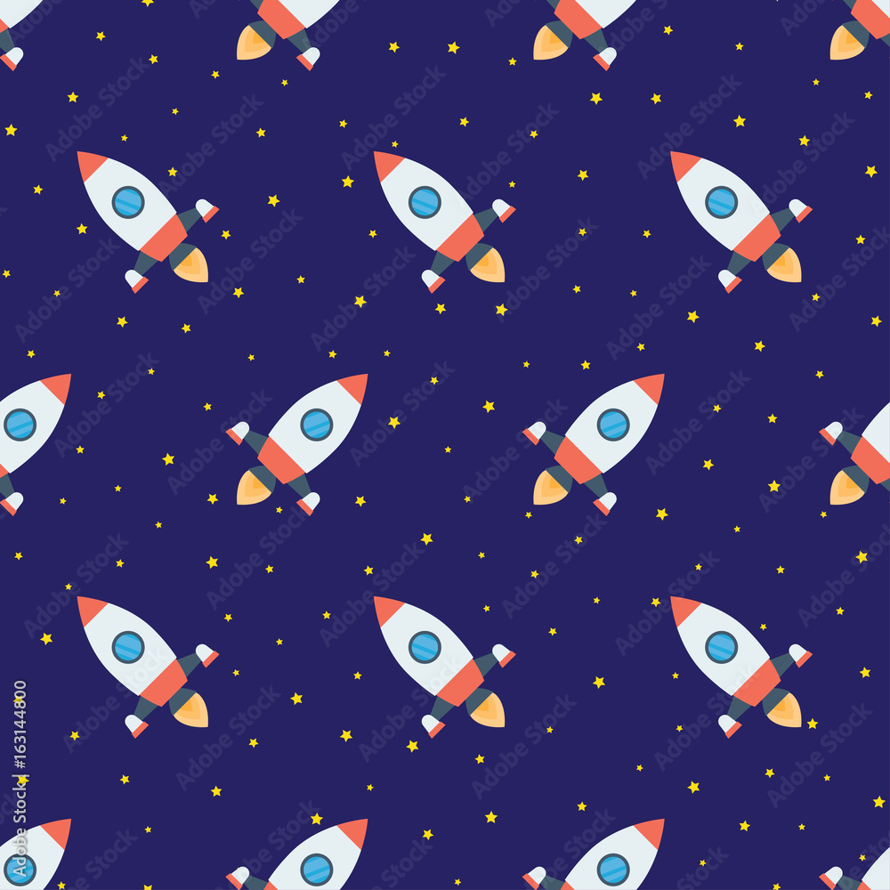 Rockets in space seamless pattern Rockets in space seamless pattern
