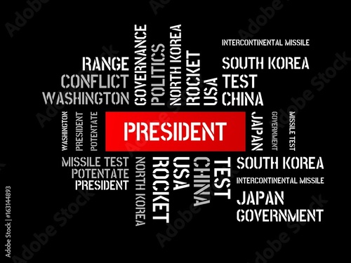 PRESIDENT - image with words associated with the topic NORTH KOREA, word, image, illustration