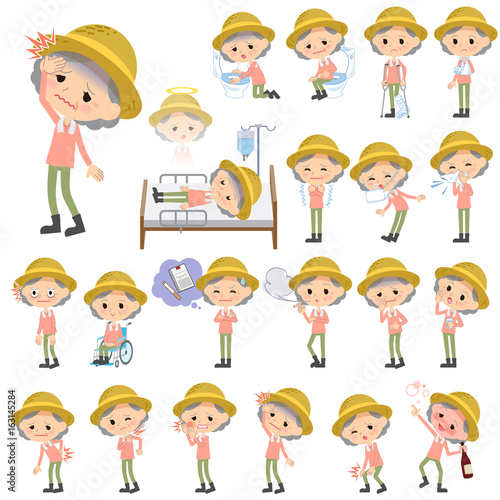 farmer worker old woman sickness