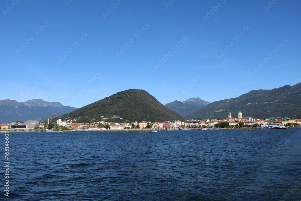 View to Intra Verbania at Lake Maggiore in summer, Piedmont Italy