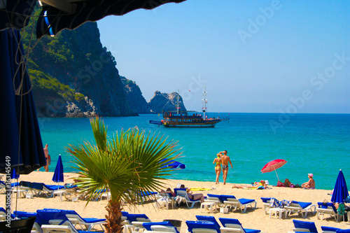 Fototapeta Pirate ship near coast of Alanya, Turkey