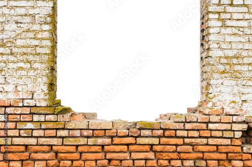 Broken bricks wall. Conceptual composition.