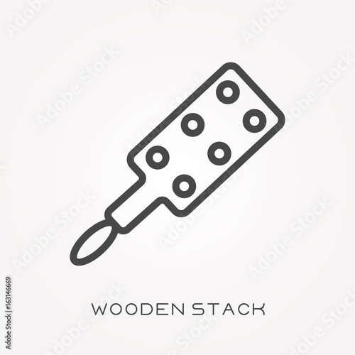 Line icon wooden stack