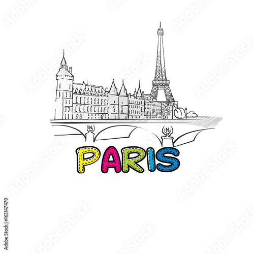Paris beautiful sketched icon