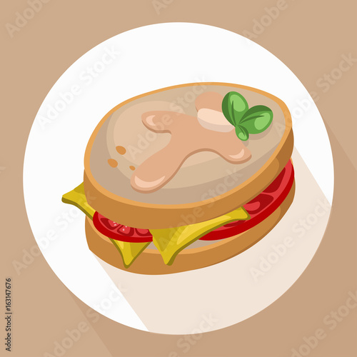 Sandwich tomatoes with green salad healthy breakfast fresh tasty vector