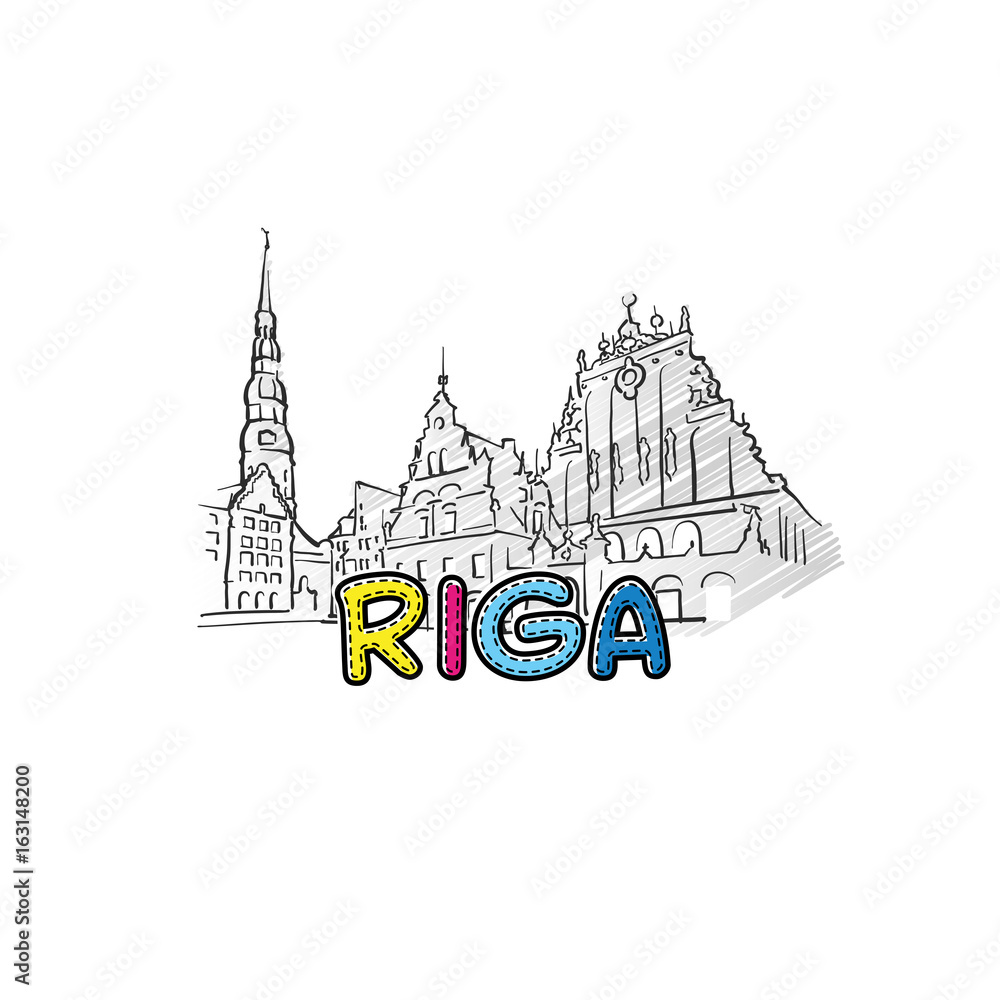 Riga beautiful sketched icon