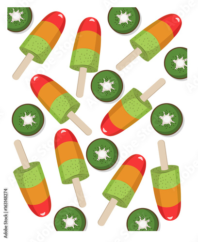 Colorful fruit icecream kiwi flavor summer treat Vector