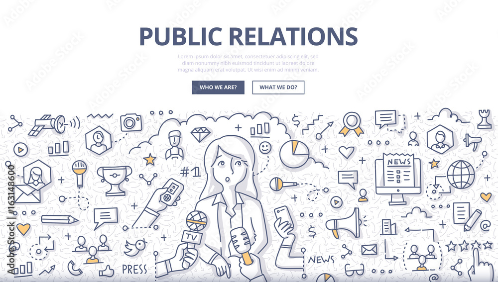 Public Relations Doodle Concept Public Relations Doodle Concept